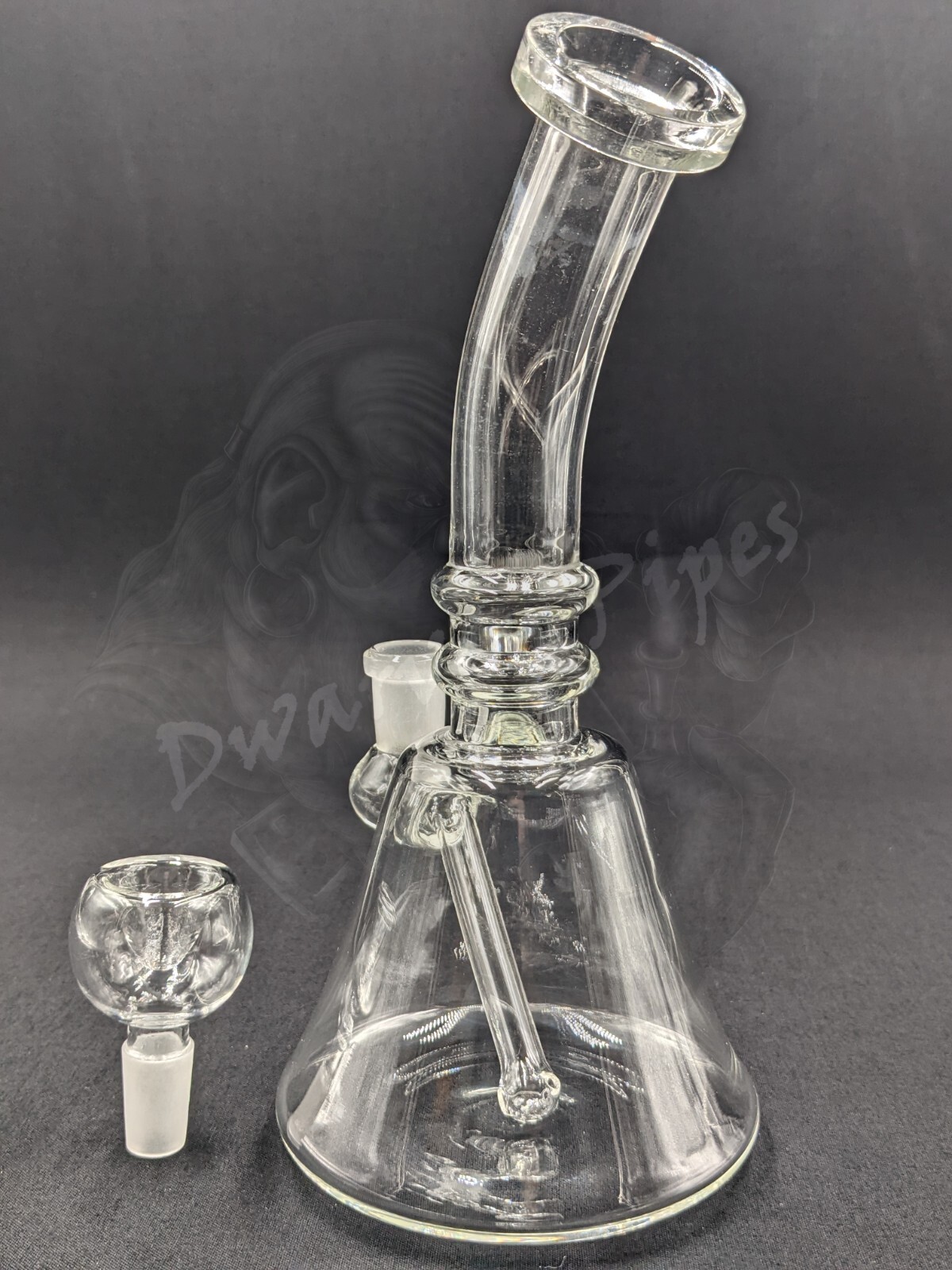 8&Prime; Inch Glass Hookah Water Pipe Bong Bent Neck Perc CL