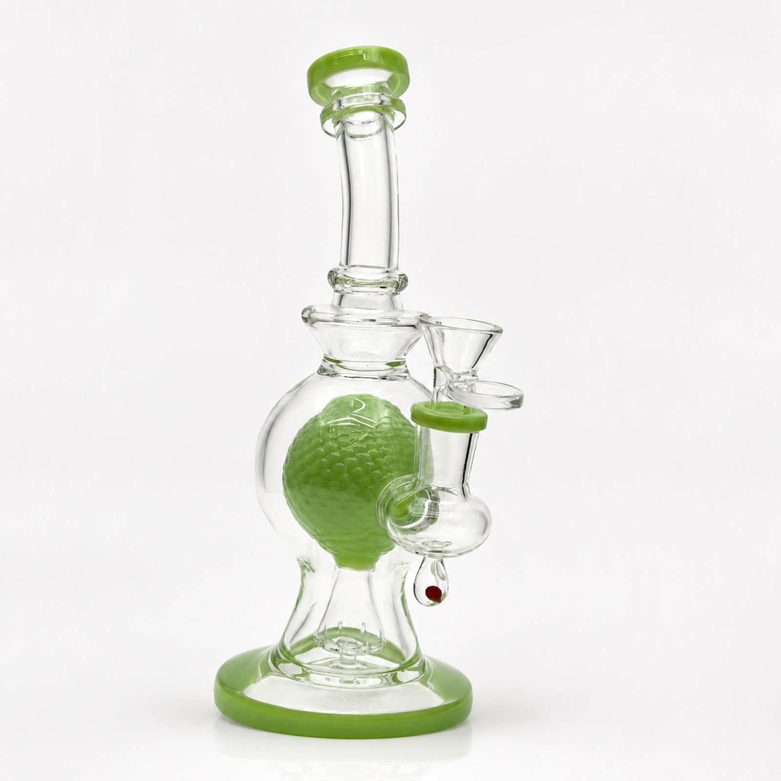 8&Prime; Green Crystal Ball Showerhead Perc Glass Bong Water Pipe Smoking 14mm Bowl