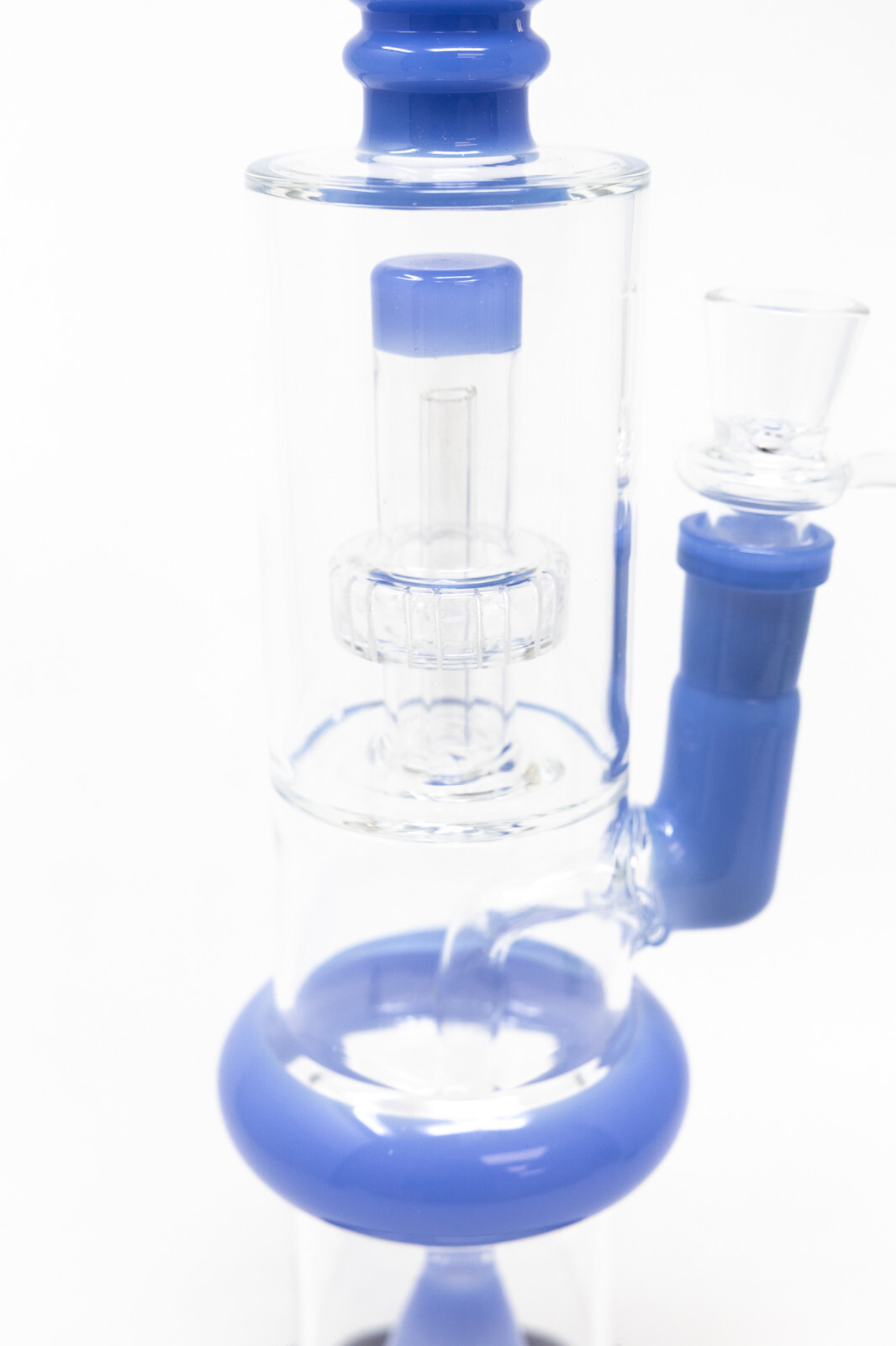16&Prime; Hookah Water Pipe Blue Flat Base Double Percolator Bong