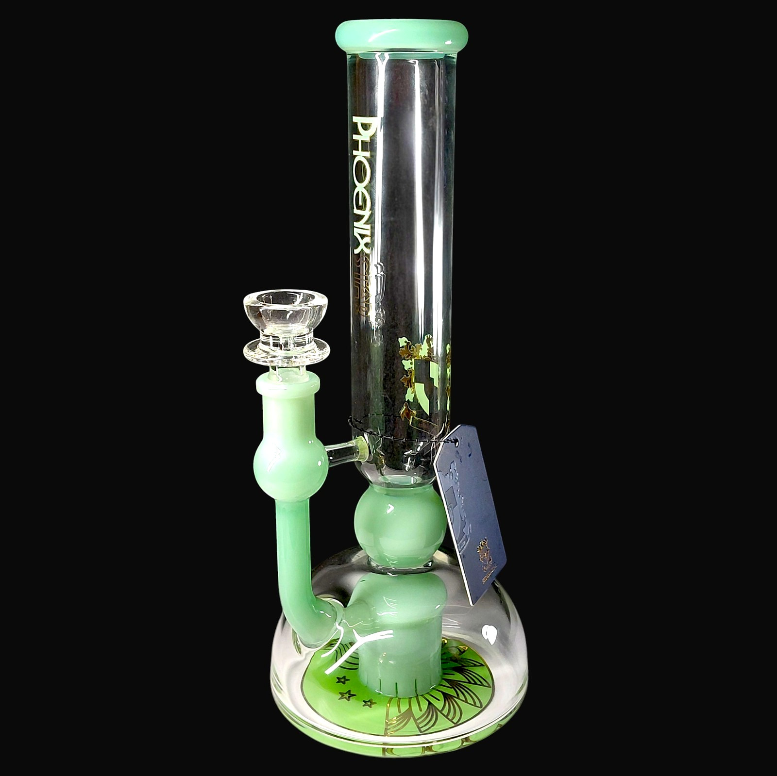 Phoenix Star 10&Prime; Glass Water Pipe Shower Perc Bubbler Mint Green w/ 14mm bowl