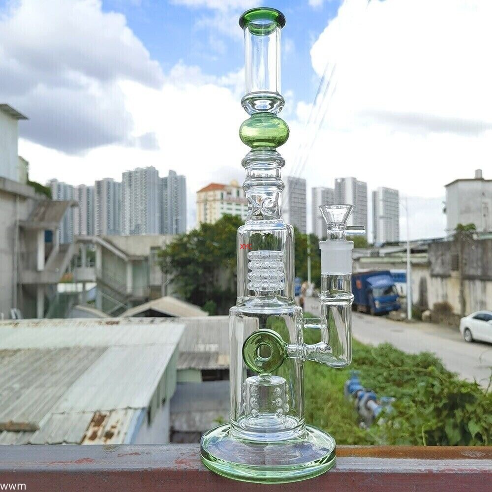 15 Inch Honeycomb Percolator Glass Bong Water Pipe Hookah Bubbler Smoking Pipe