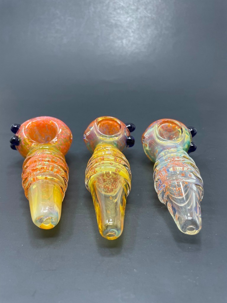 5&Prime; Collectible Orange Fumed Splatter TOBACCO Glass Handmade Smoking Pipe
