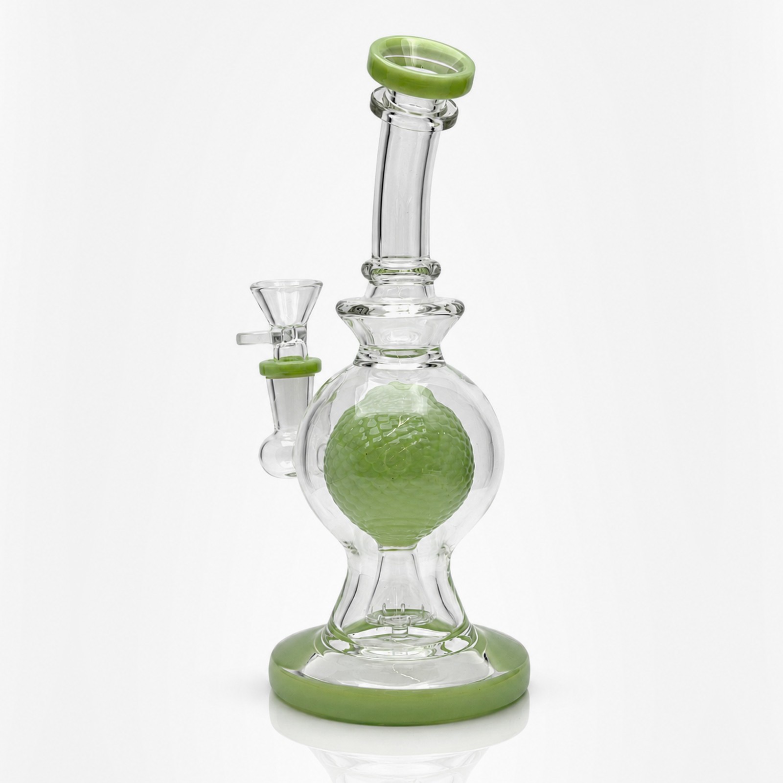 8&Prime; Green Crystal Ball Showerhead Perc Glass Bong Water Pipe Smoking 14mm Bowl