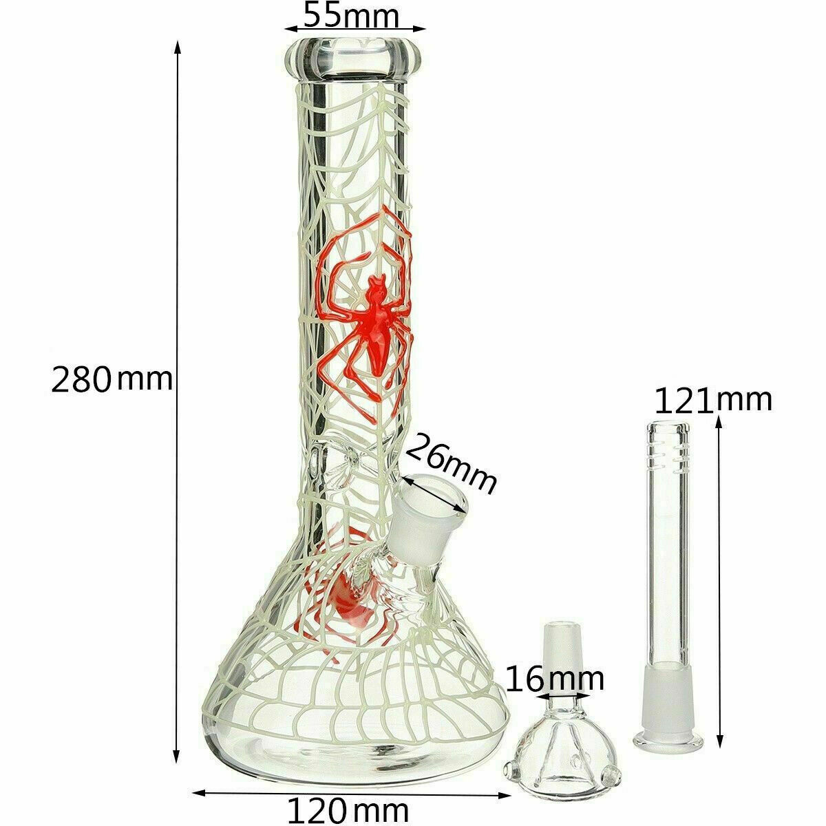 11&Prime; Glow In the Dark Spider Web 🕷 Glass Hookah Tobacco Bowl Water Pipes Bongs