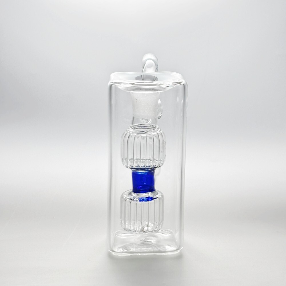 4&Prime; Glass Bong Double Filter Perc Smoking Water Pipe Hookah Bubbler W/Bowl