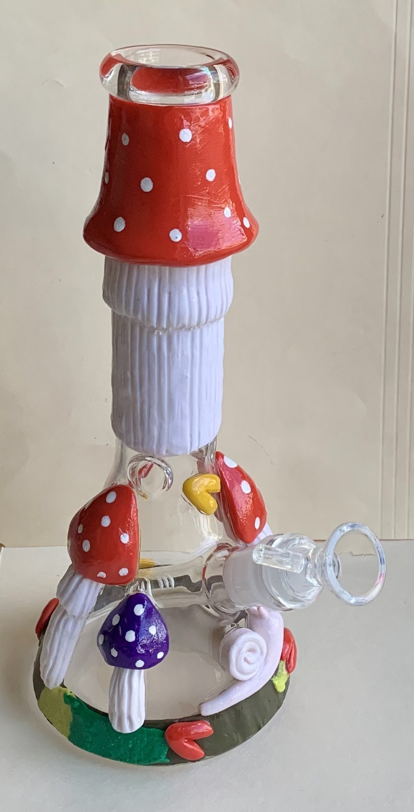 10 inch 3D Hand Made Mushroom Glass Beaker Tobacco Hookah Smoking Water Pipe