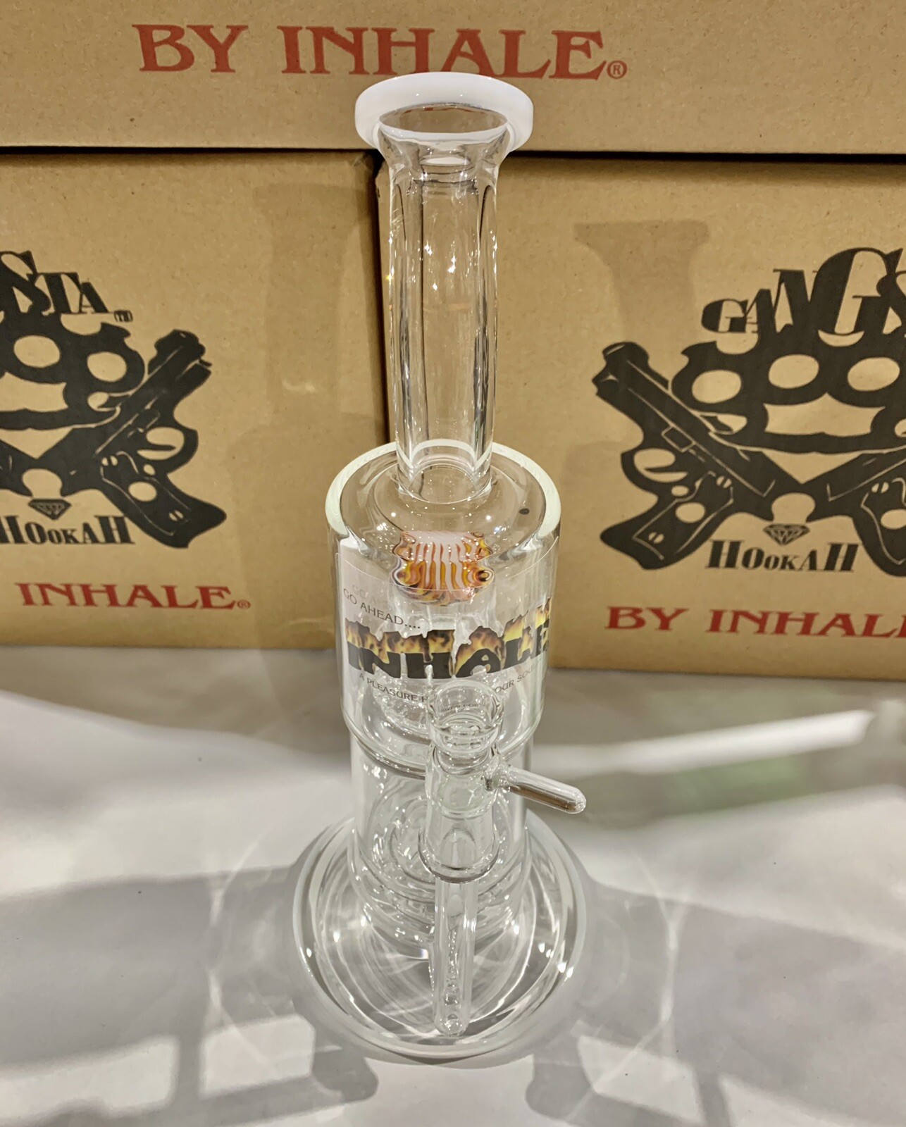 INHALE®️11&Prime; QUALITY GLASS WATER PIPE BUBBLER WITH PERCOLATOR ,SHOWER HEAD