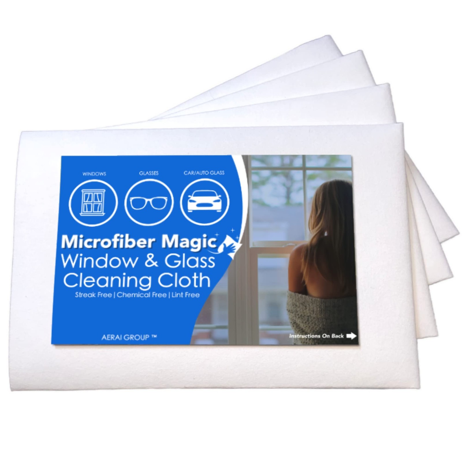 Microfiber Magic 4 Pack Glass & Mirror Cleaning Cloths – Streak Free, Lint Fr…