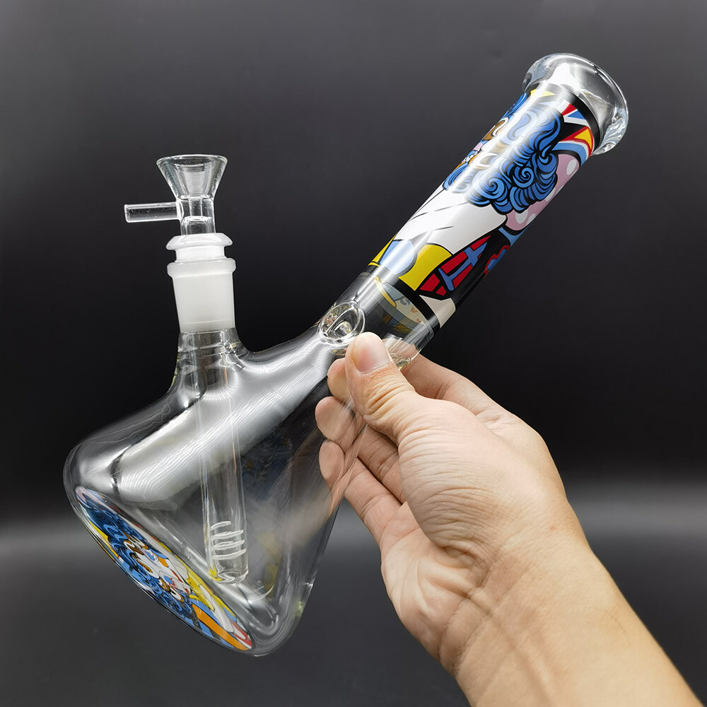 10&Prime; Pretty Woman Printed Water Pipe Heavy Glass Bong Hookah Hand Pipes Bubbler