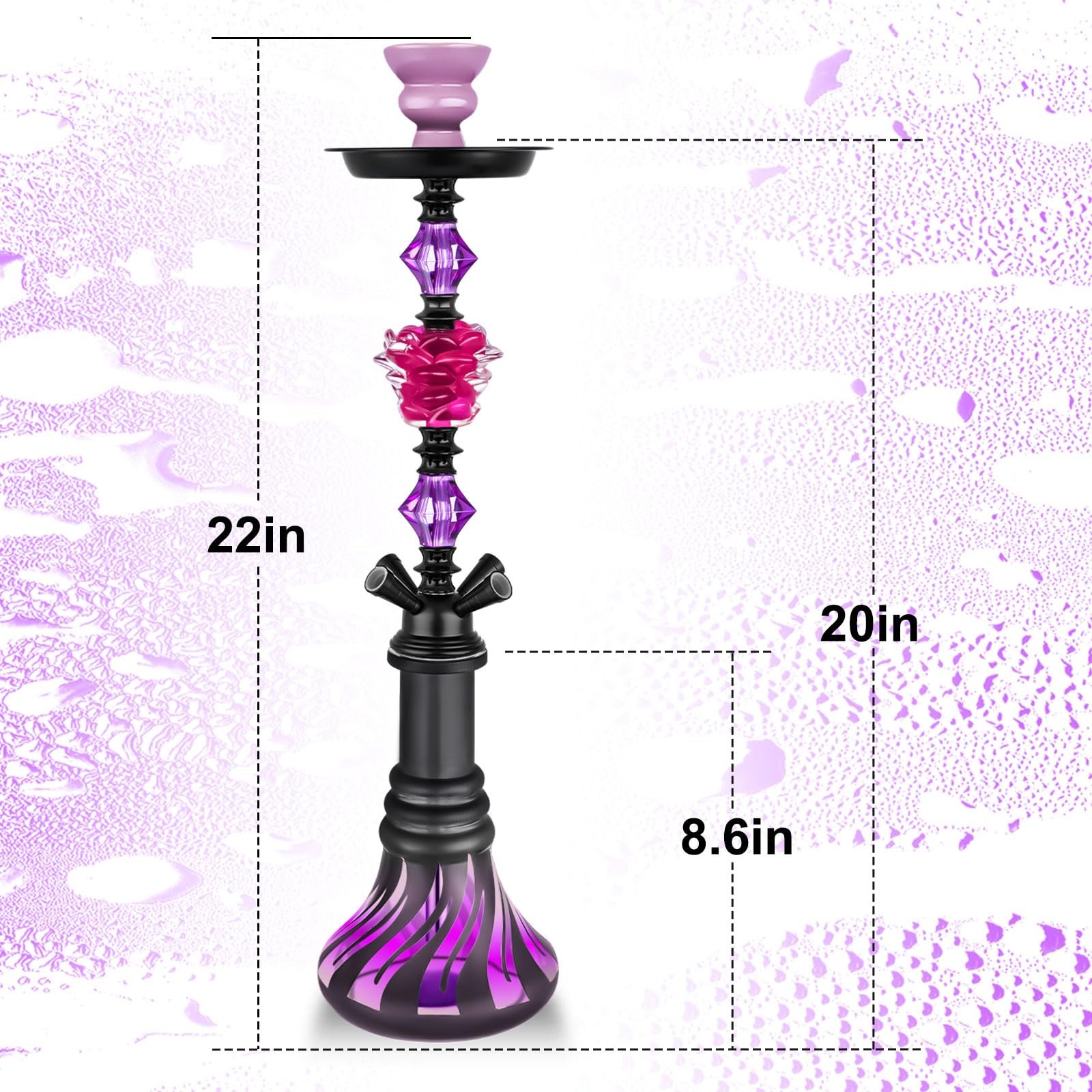 Hookah Set 4 Hose 21 » Glass Vase Ceramic Bowl Deep Purple