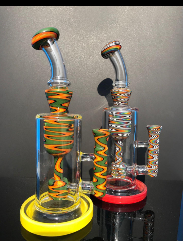 THICK Quality BEAUTIFUL 12&Prime; Recycler Wigwag Glass TOBACCO Pipe HEAVY Hookah