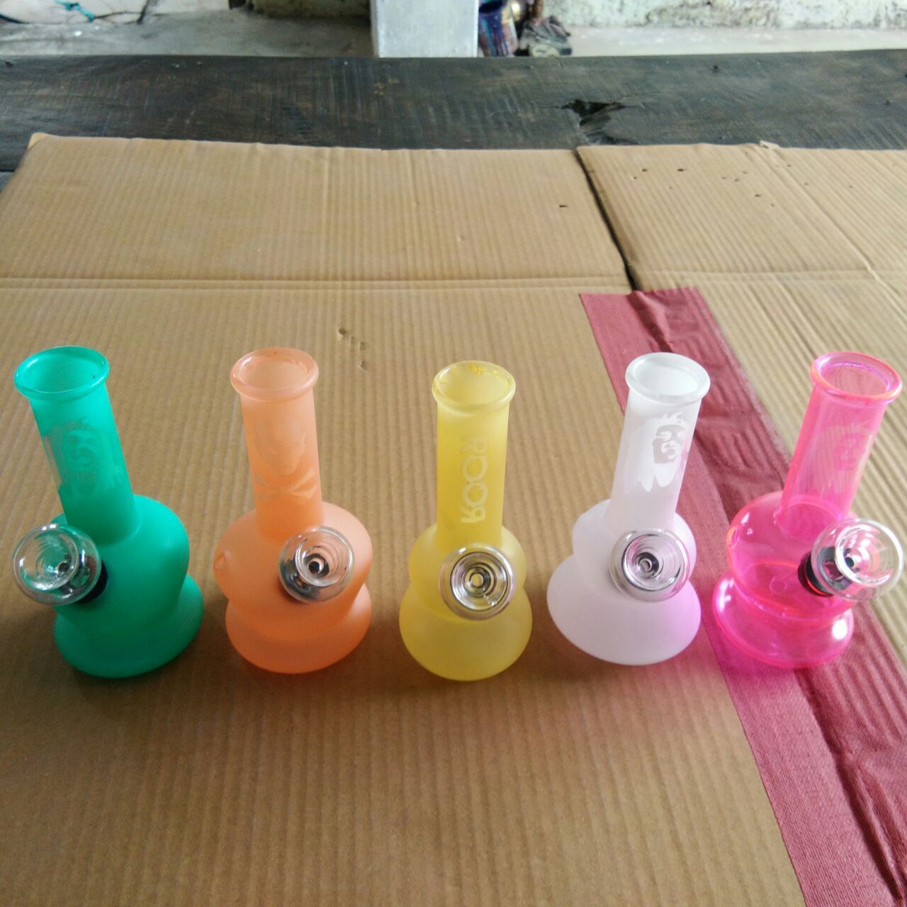HOOKAH 5” INCH MINI WATER PIPE GLASS BONG STICKERS PINK ORANGE GREEN BLUE & MORE