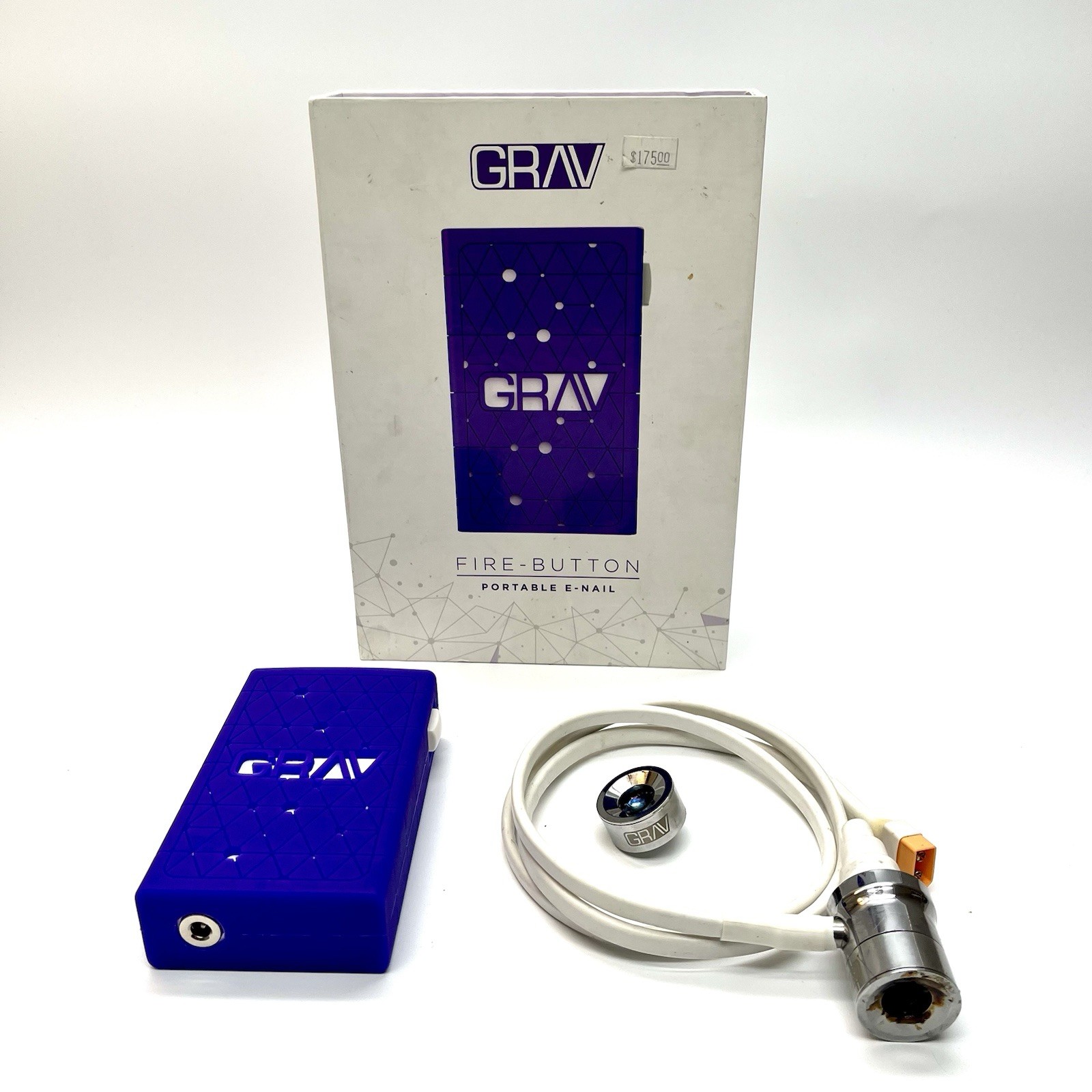 Grav Fire Button Portable E-Nail with 2 Skillets – NO CHARGING CABLE – READ!!
