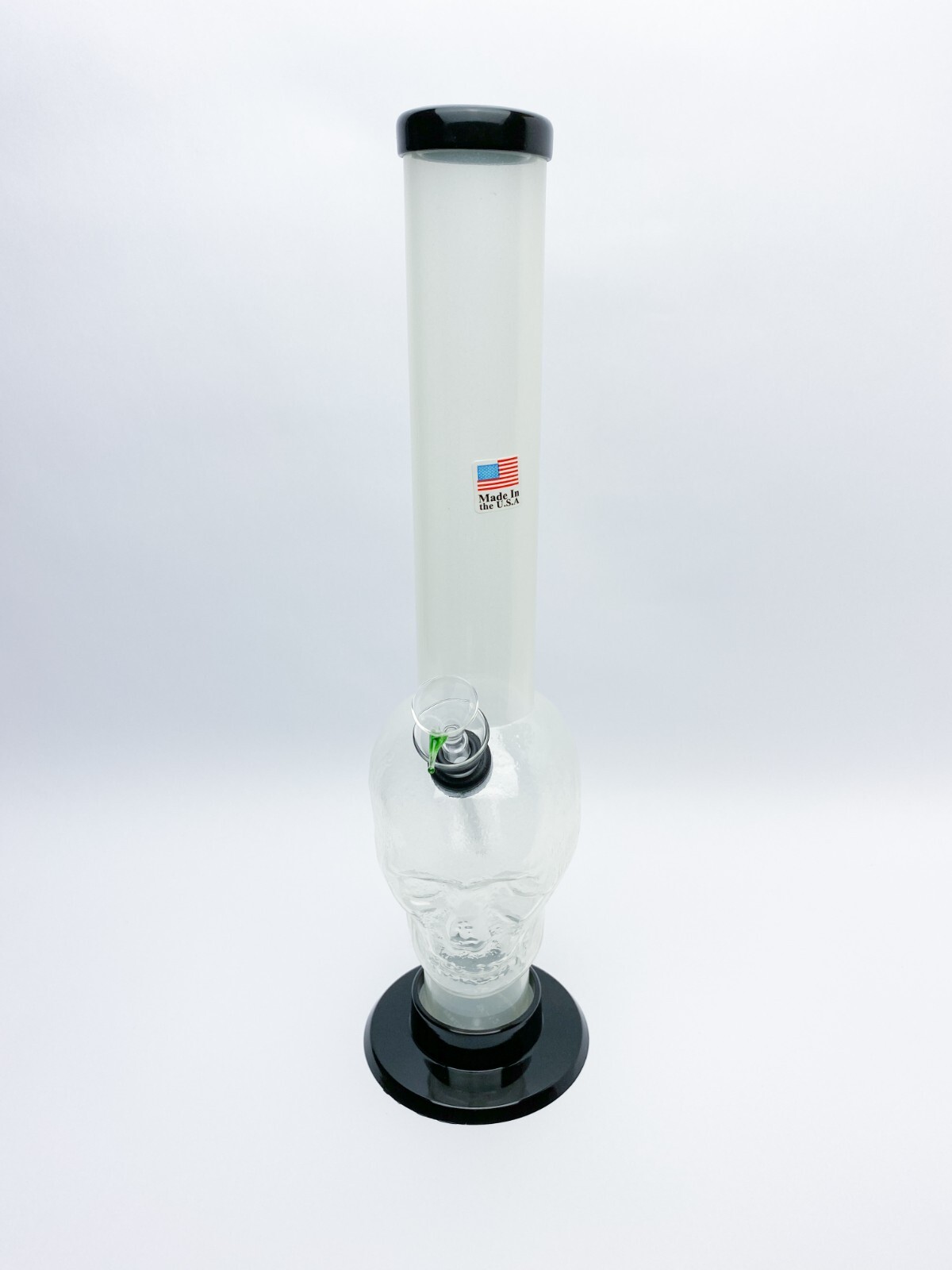 Acrylic 12&Prime; Inch Frosted Skull With Glass Slider Bowl HOOKAH WATER PIPE BONG