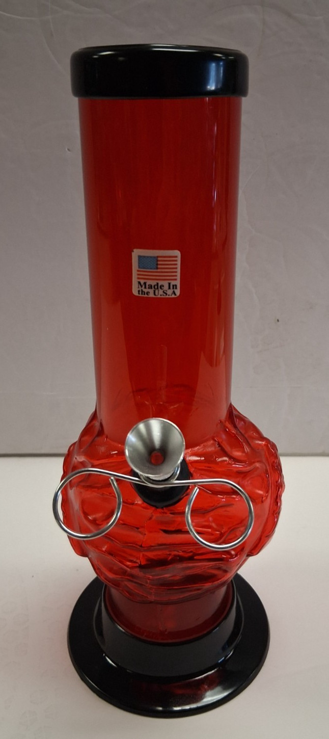 9&Prime; PLASTIC ILLUMINATI BUBBLE STRAIGHT PULL CARB WATER PIPE BONG HOOKAH RED 2&Prime;M