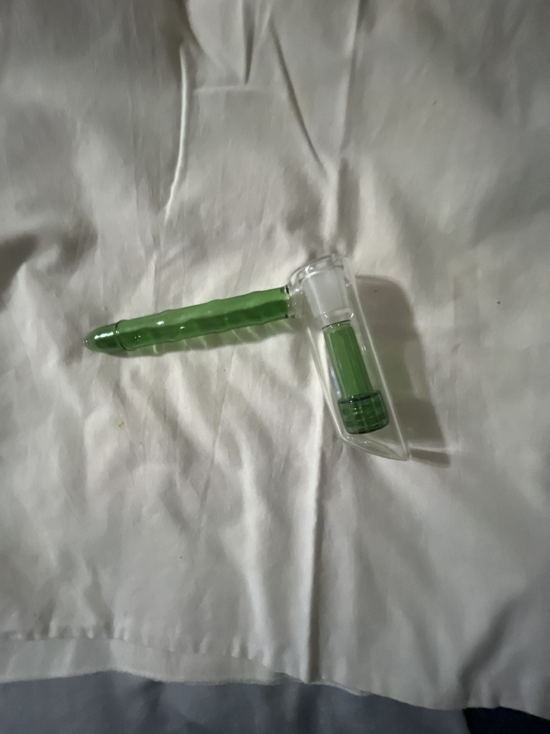Green Glass Hammer Bubbler Hand Piece with Percolator