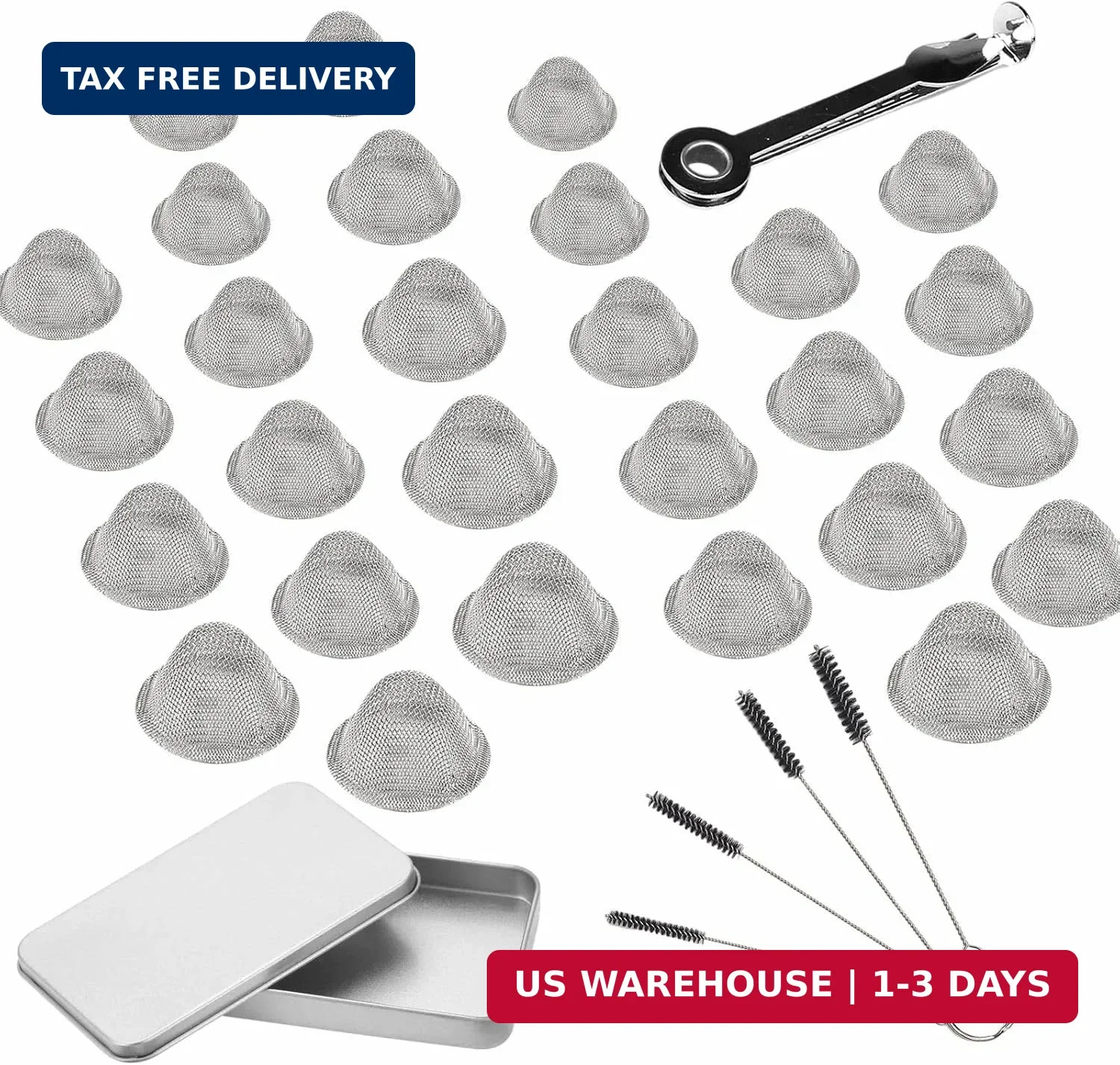 Bowl Screens, Stainless Steel Mesh, 3/4 Inch (0.75 Inch) | 40 Pieces, Tapered De