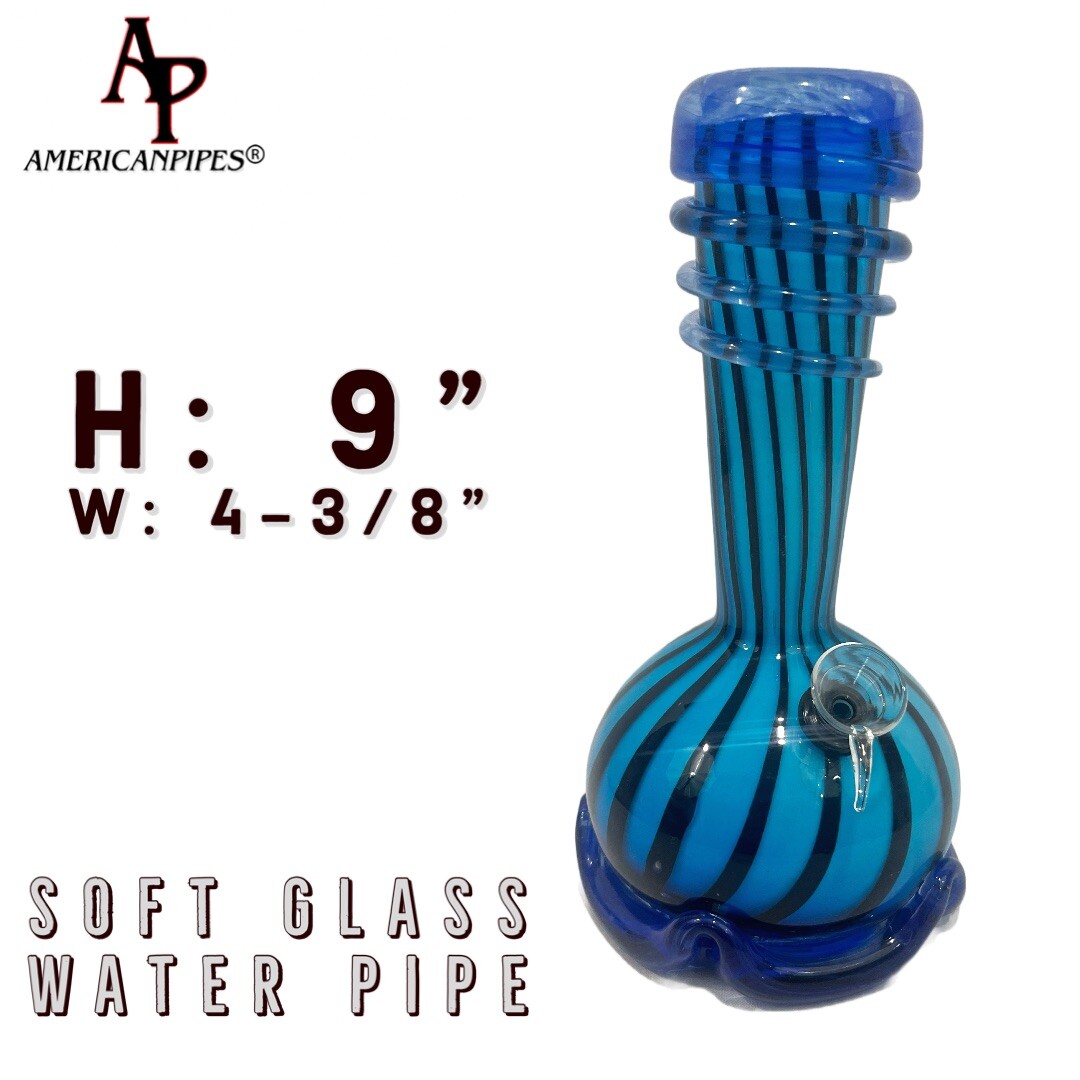 9” Circus Water Pipe/ Heavy Soft glass Pipes By INHALE & AmericanPipes