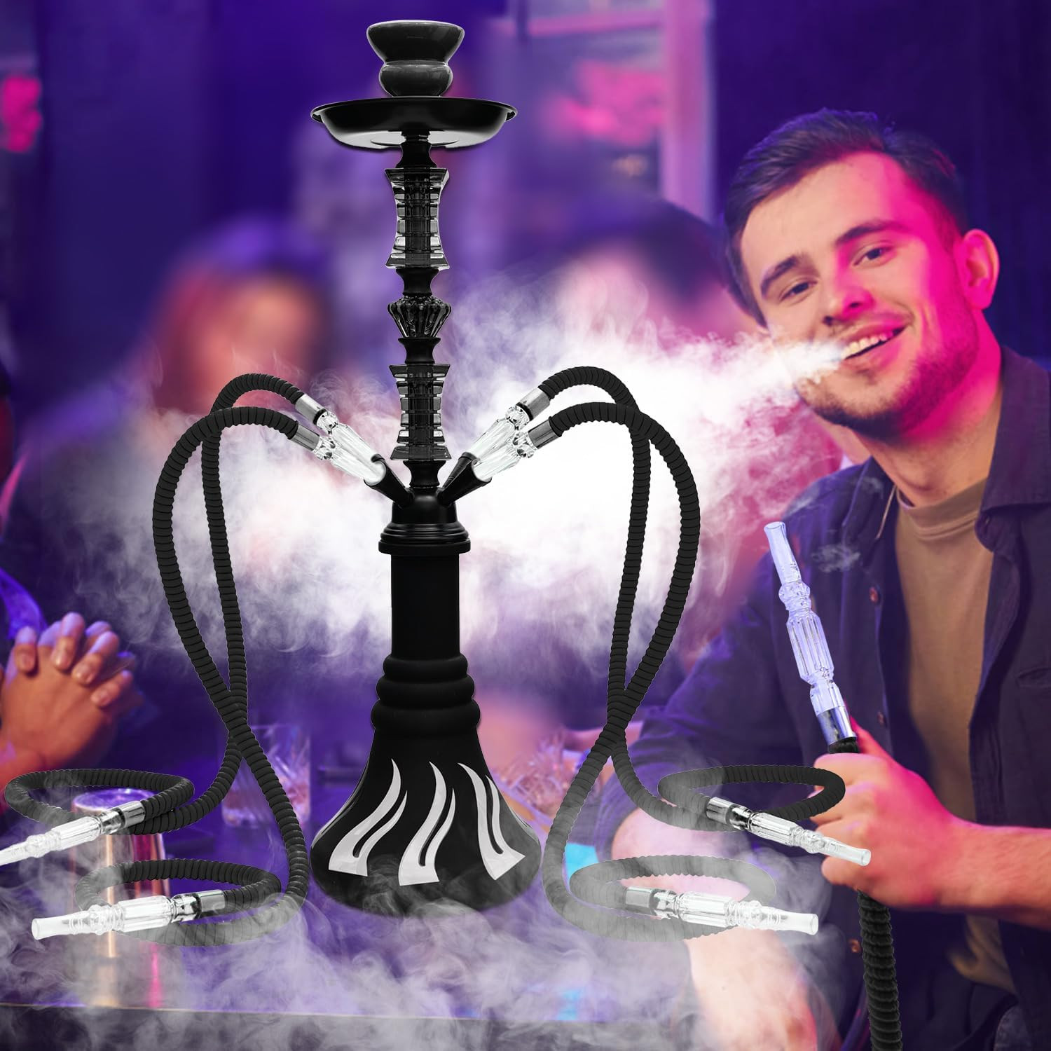 22&Prime; Hookah Set with Everything,Premium Hookah Shisha Set,Up to 4 Persons Hookah