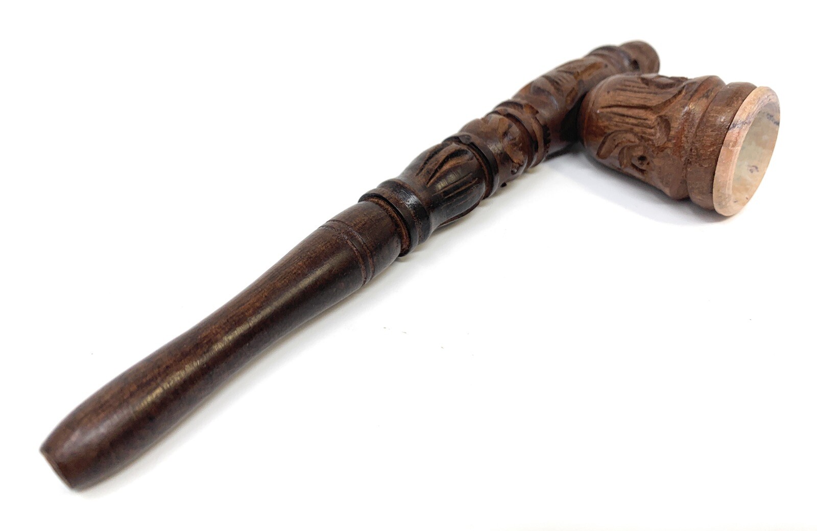 Ebony Wood Smoking pipe Stone Bowl Hookah Style 2 in 1 6.5 inches