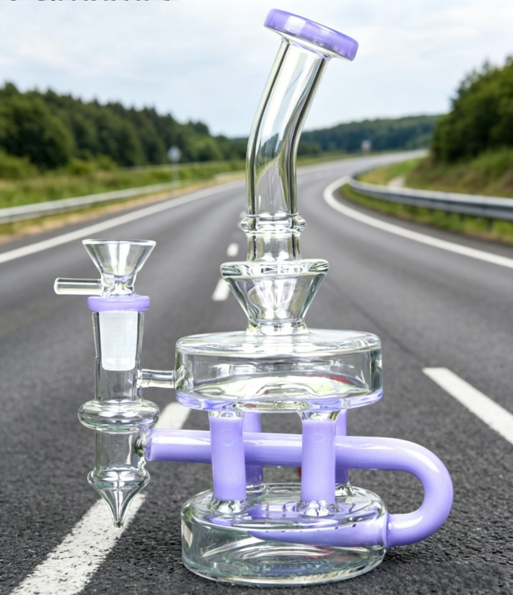 purple Multiple Recycler rig Matrix glass Water Pipe bong Hookah Smoking 14mm