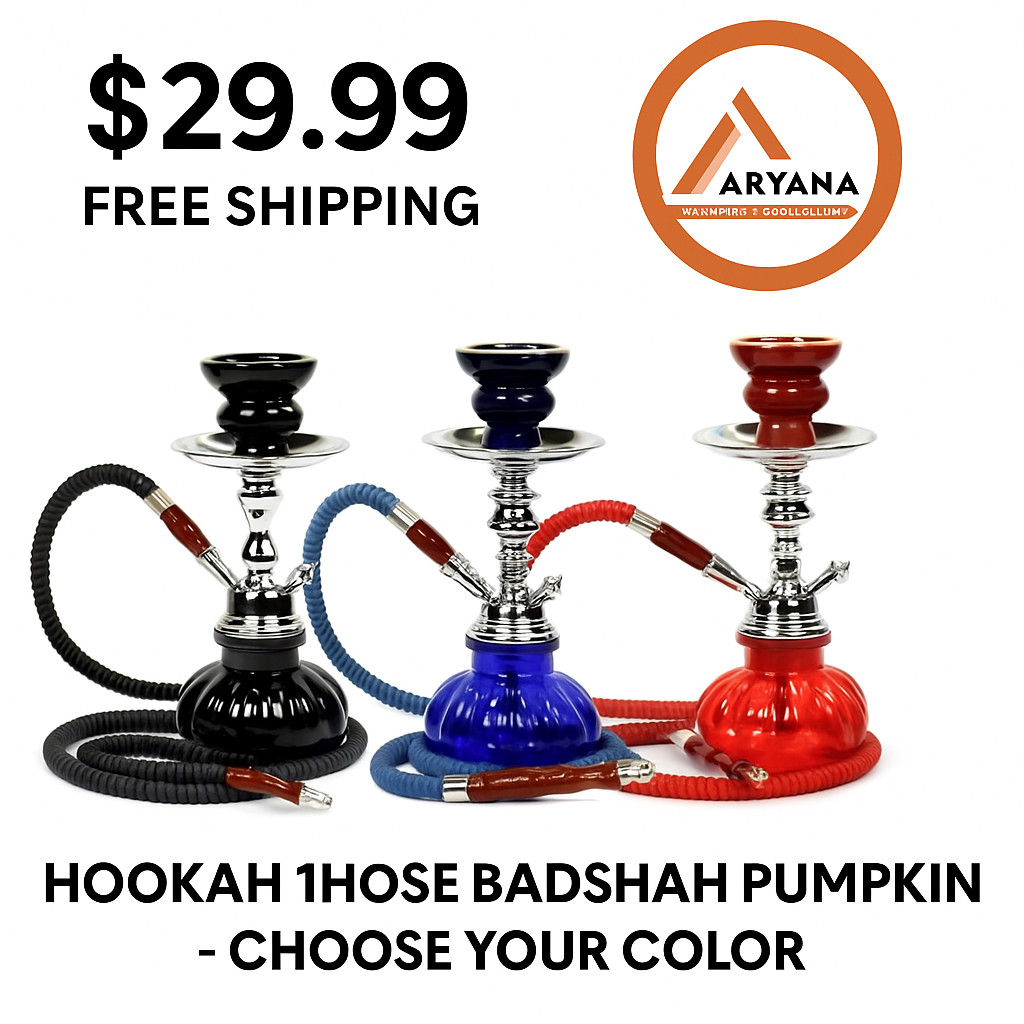 Badshah HOOKAH 1 Hose Pumpkin – Red | Black | Green | Blue | With All Accessorie