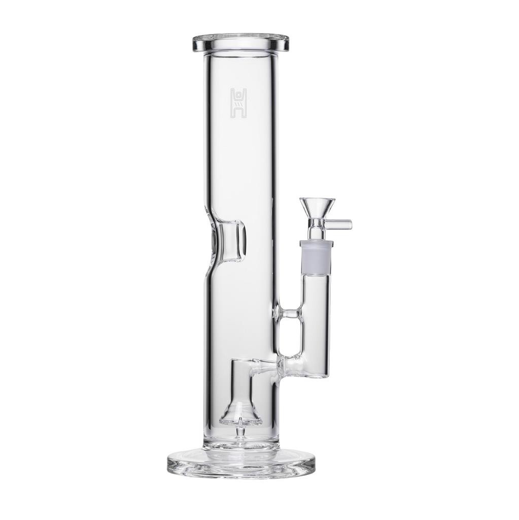 Human Grade 12&Prime; Tube Water Pipe CLEAR W GREEN ACCENT Thick Boro Glass