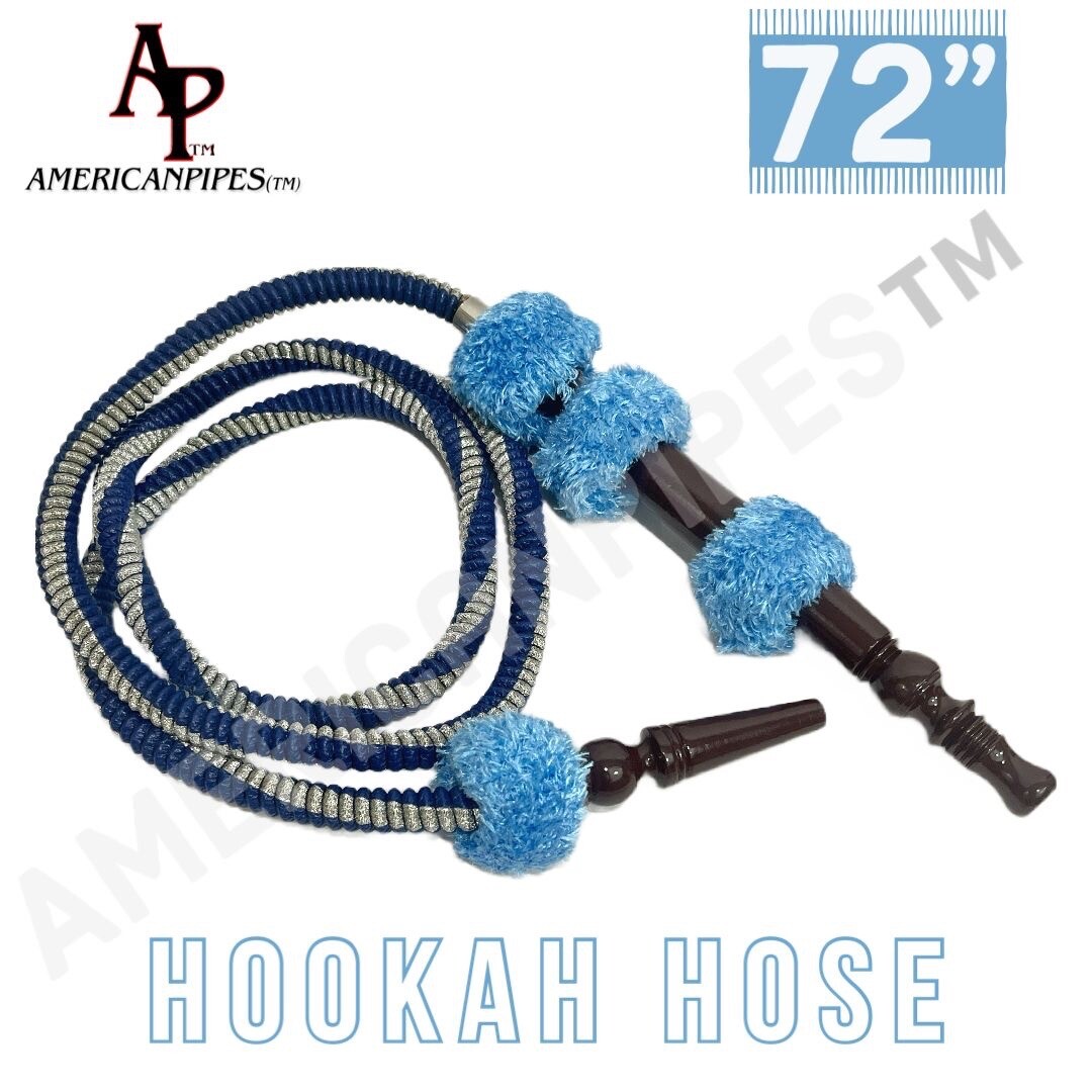 72 Inches Long Egyptian Style Hookah Hose With A Large Wooden Handle & Grommet
