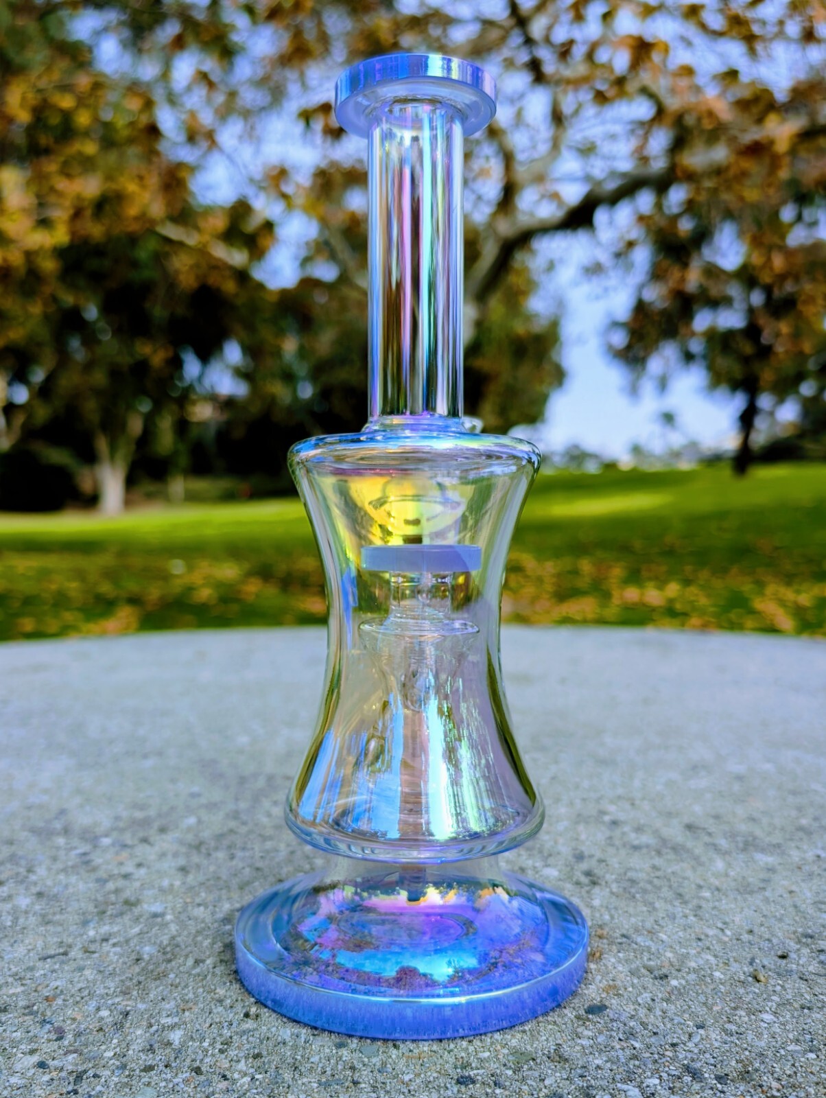 10&Prime; Blue Rainbow Hourglass Perc Tobacco Smoking Water Pipe Hookah Bubbler Bong