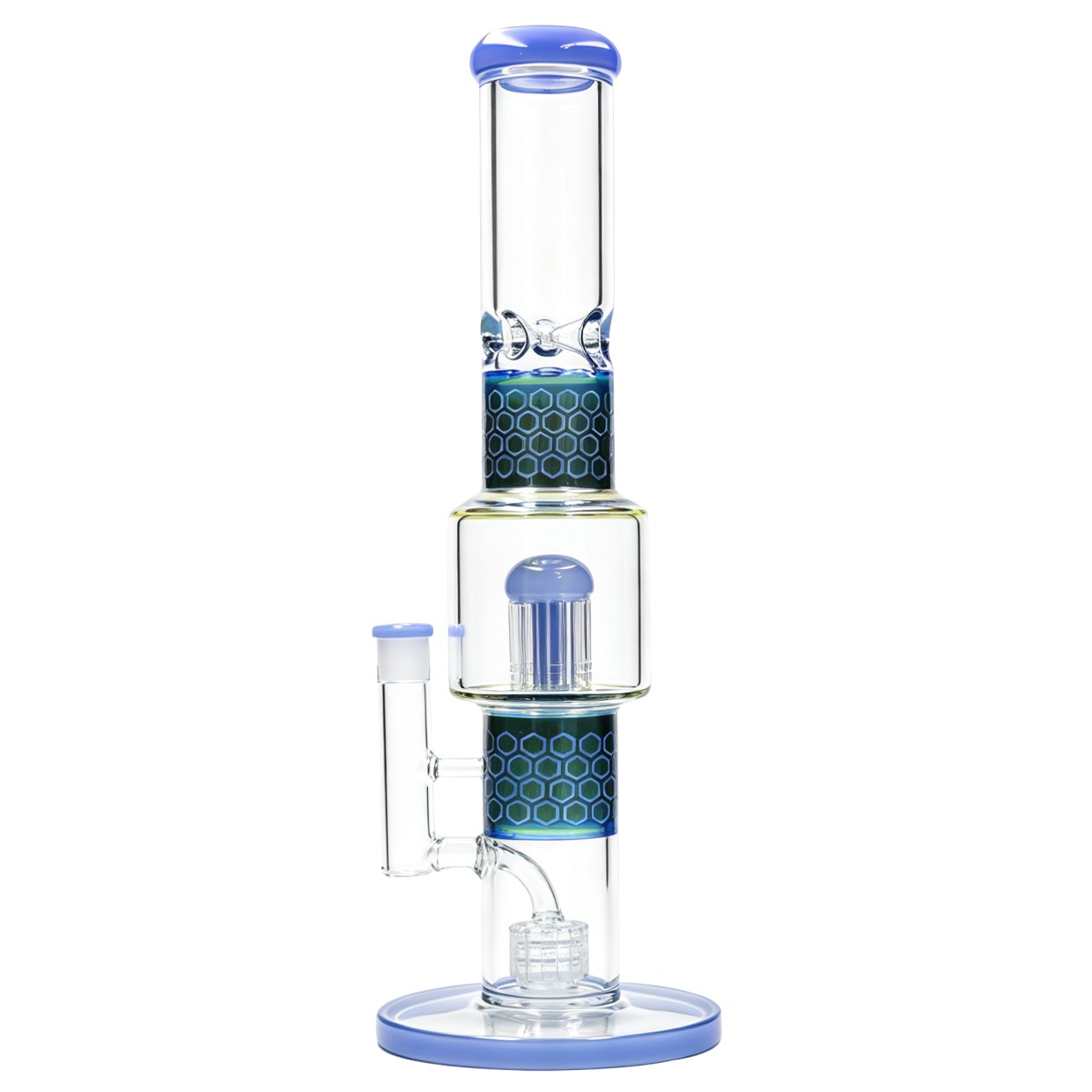 16in Tall Glass Bong Water Pipes Smoking Sandblasted Honey comb Bong – 4mm Thick