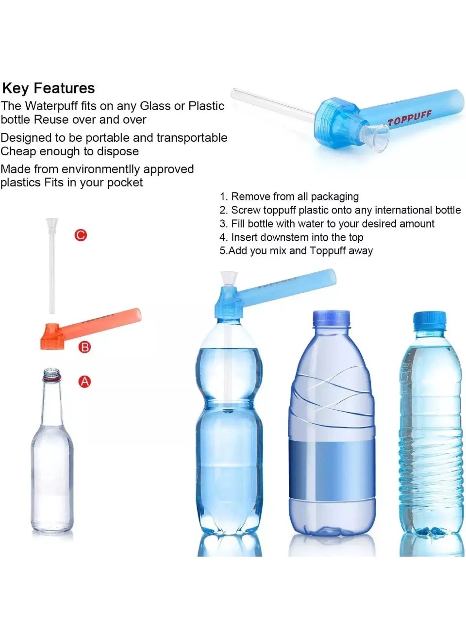 Premium Portable Hookah Screw on bottle Water Bong –Green