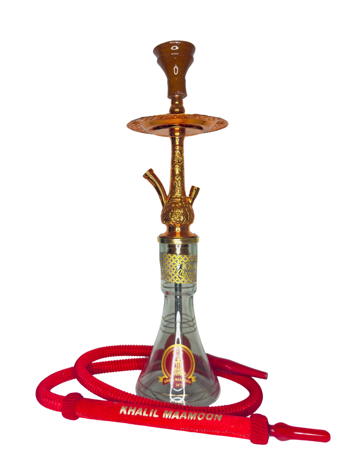 Khalil Maamoon Egyptian Hookah shisha set handcrafted Qazaz small (Rose Red)