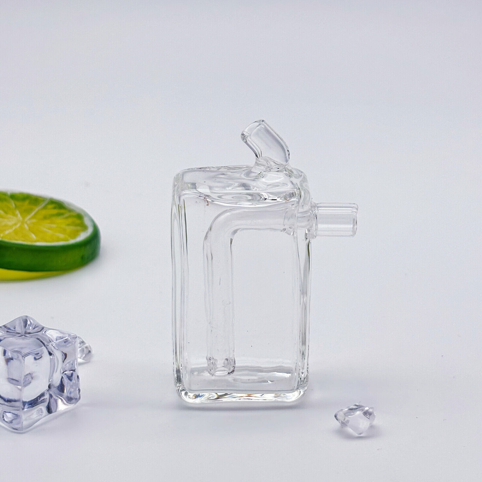 Thick 7cm Mini Clear Glass Bong Pyrex Hookah Smoking Water Pipe W/Bowl &Hose