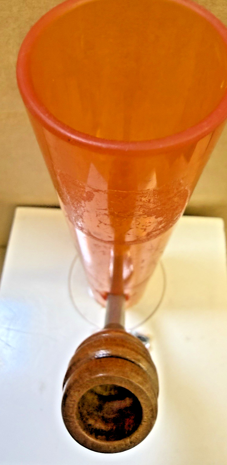 Vintage Unused 8 Inch Sarahs Family Orange tobacco Bong Wood Bowl Unused 70&rsquo;s