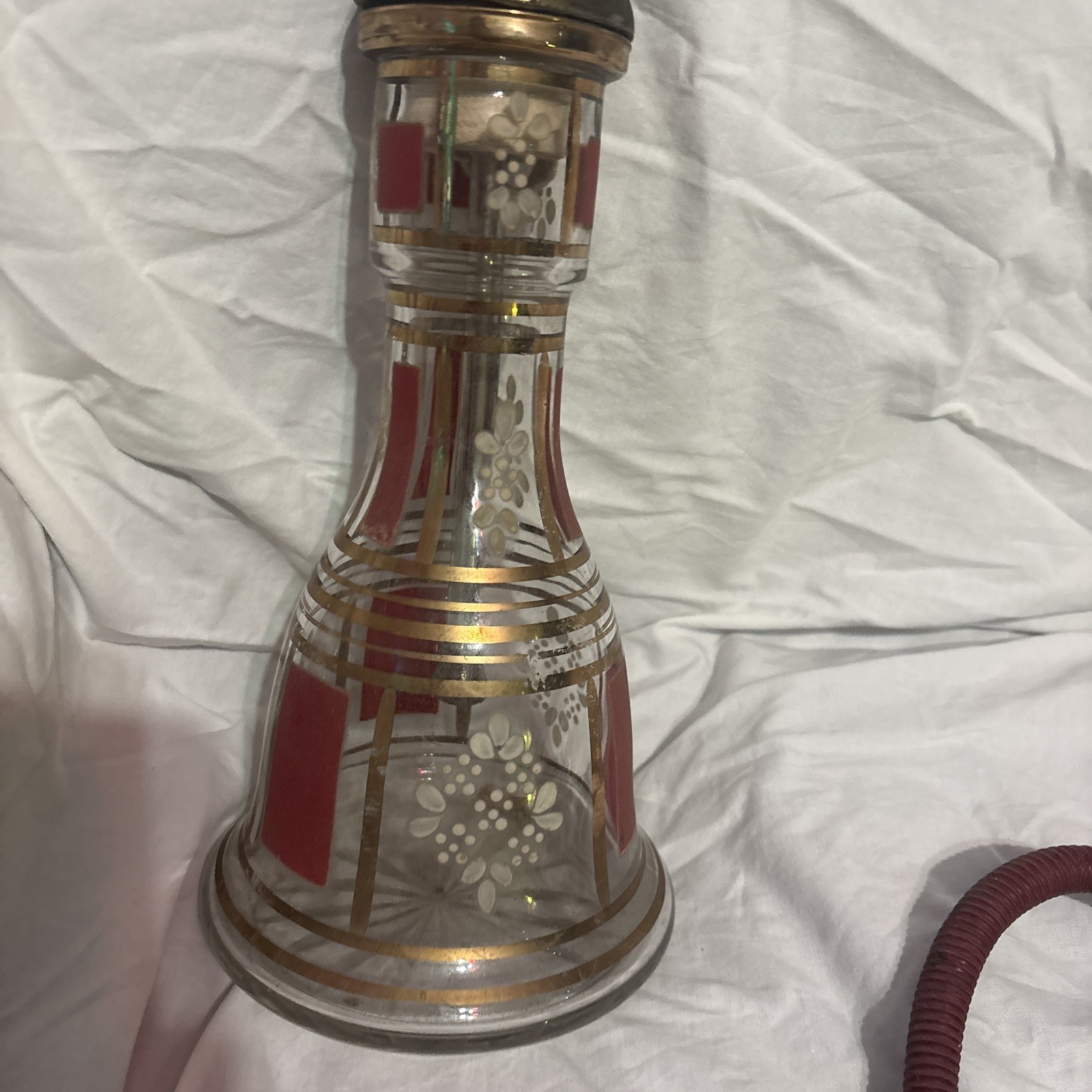 Vintage Hookah, a traditional Egyptian Glass Flowers 20” Read Below