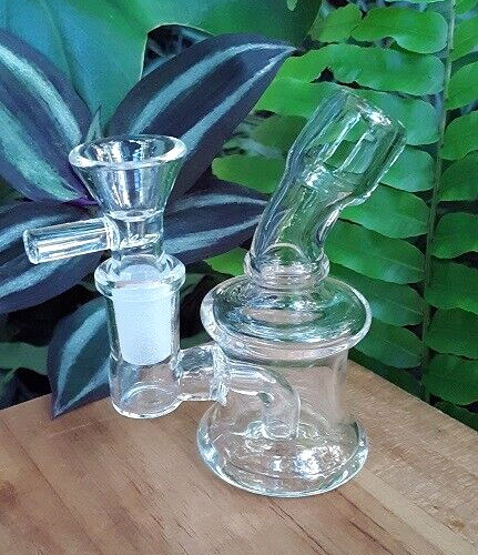 Glass Pocket Bubbler Water Pipe w/ 14mm Bowl Male 3.25&Prime; Mini Travel Hookah
