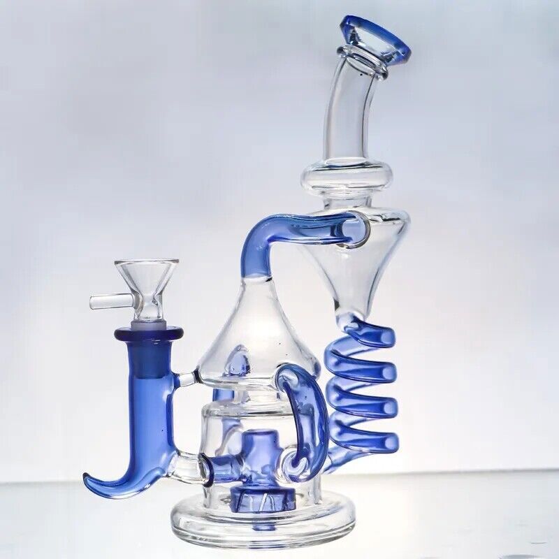 8.6&Prime; Tornado Coil Glass Bong Water Pipe Pyrex Hookah Percolator Bubbler W/Bowl