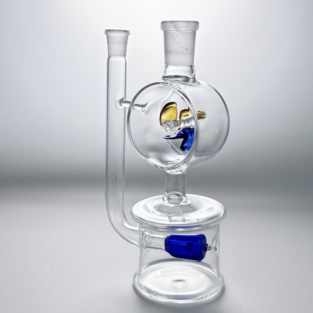 5.3&Prime; Glass Bong Colorful Windmill Spin Water Pipe Smoking Hookah W/TOOL BOX