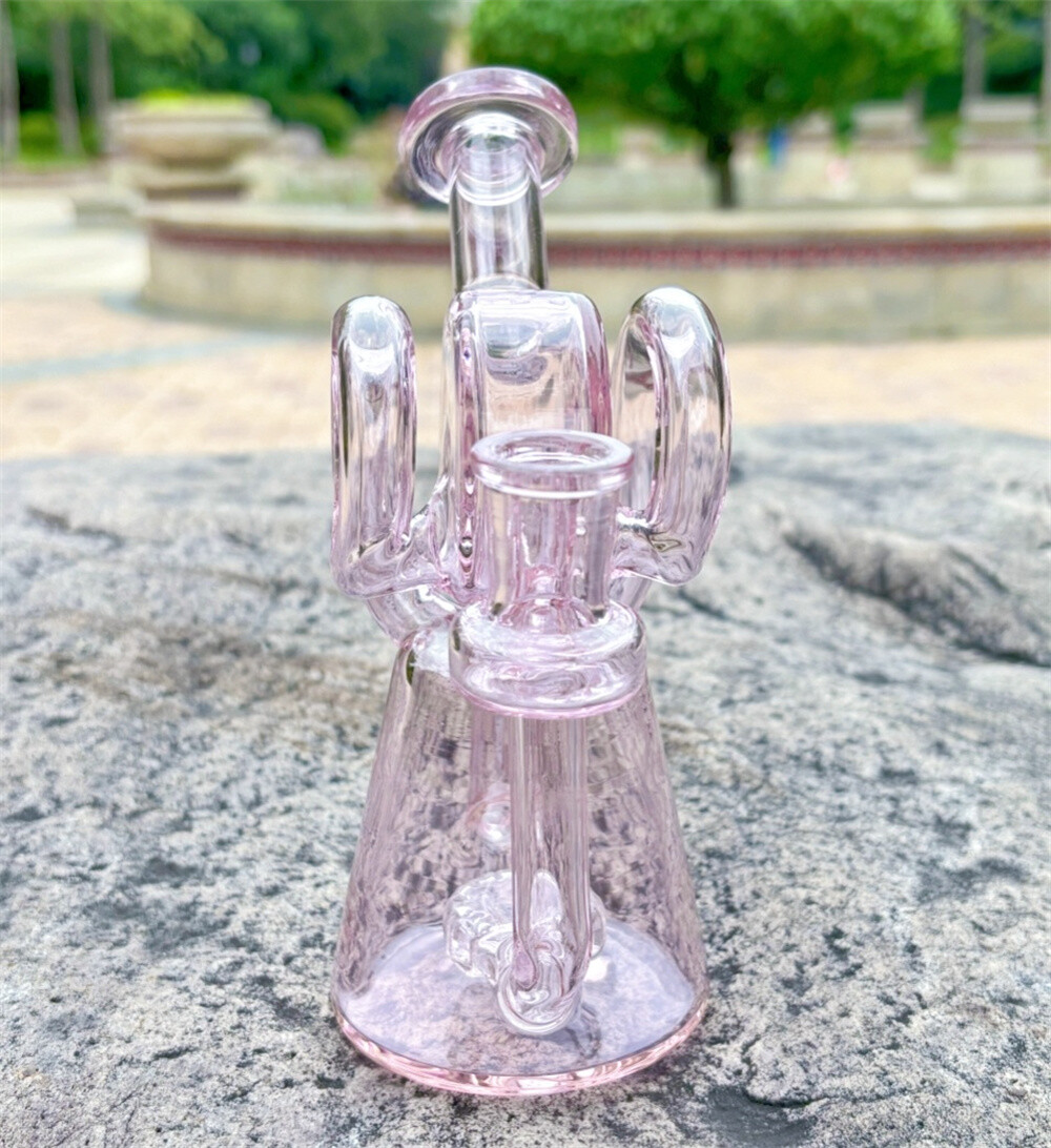 NEW 6.9&Prime; Recycler Glass Bong Pyrex Smoking Water Pipe Bubbler W/14mm Bowl Pink