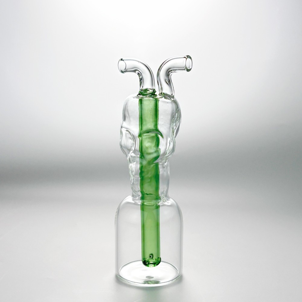 4.5&Prime; Portable Glass Bong Skull Perc Hookah Water Pipe Smoking Shisha Bubbler