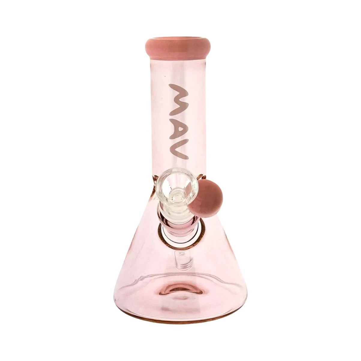 MAV Glass 7” Mini Beaker Water Pipe, Bong, Bubbler, Hookah, Color PINK In Stock