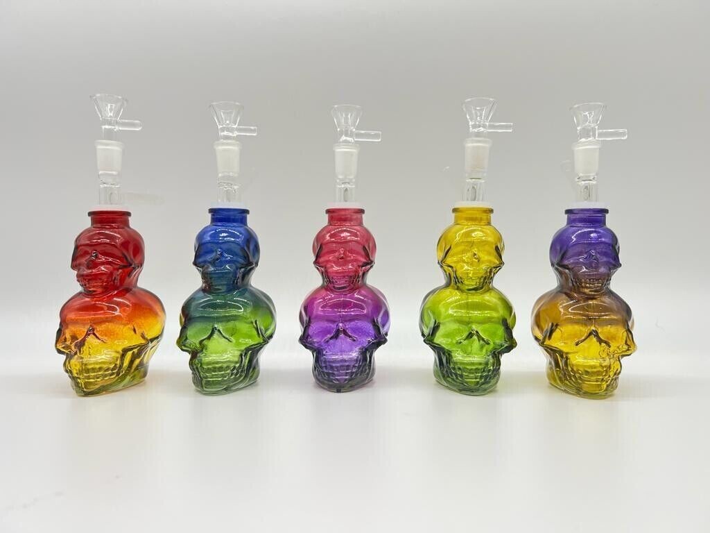 8&Prime; Double Skull Water Pipe Bong Bubbler Thick Glass Hookah Free Shipping