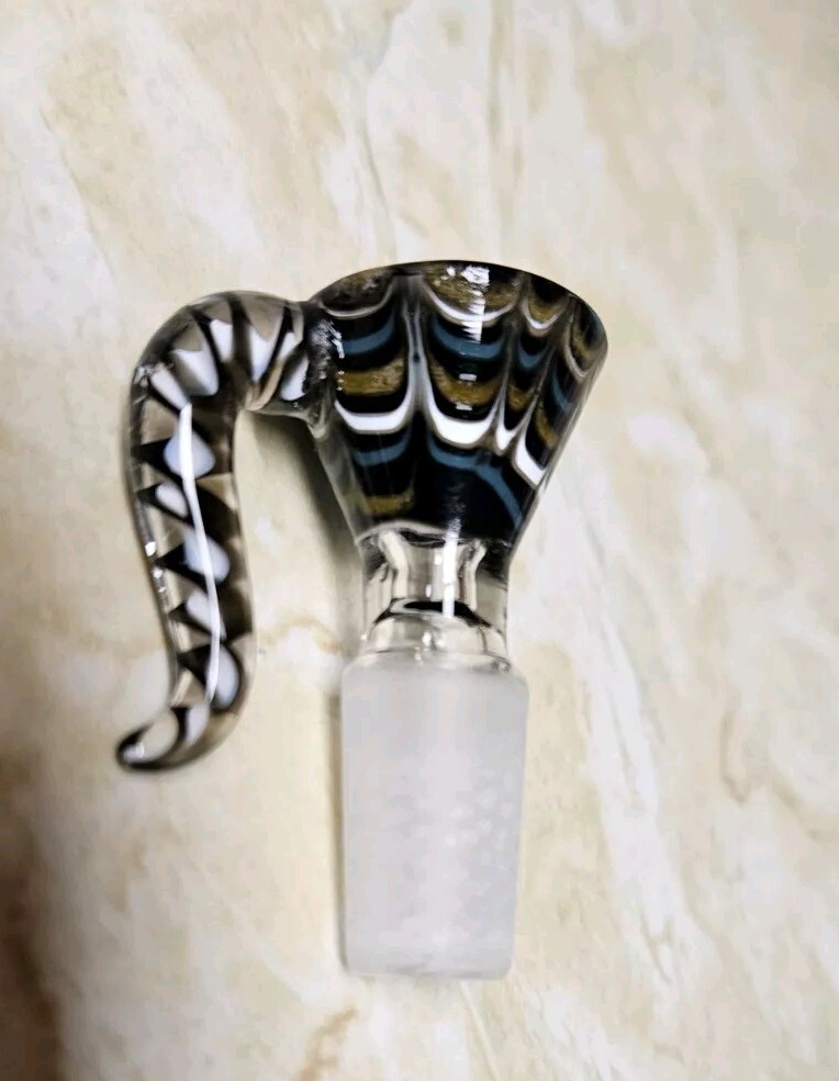 14mm Premium Glass Hookah Bowl Zebra Horn Twist Multi-Color Tye Dye