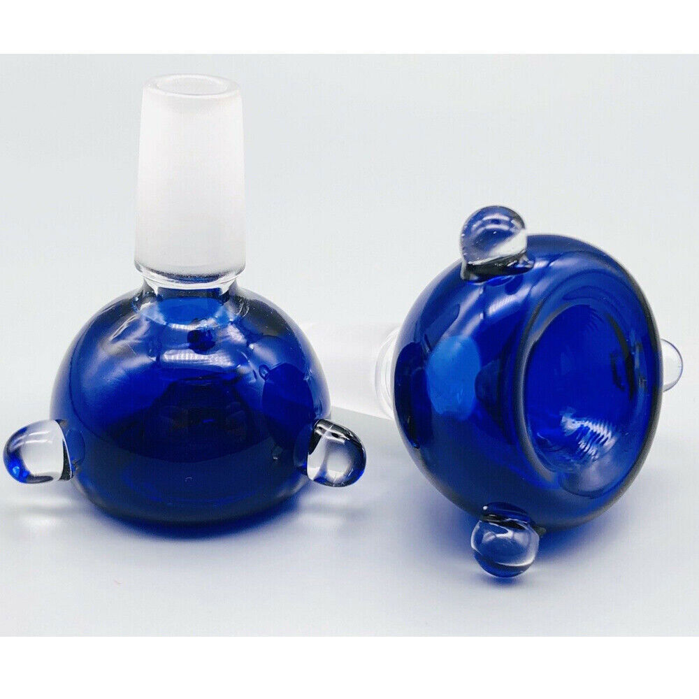 Dark Blue 2pcs 14mm Male Glass Tobacco Bowl Slide Large Capacity For Glass Bong
