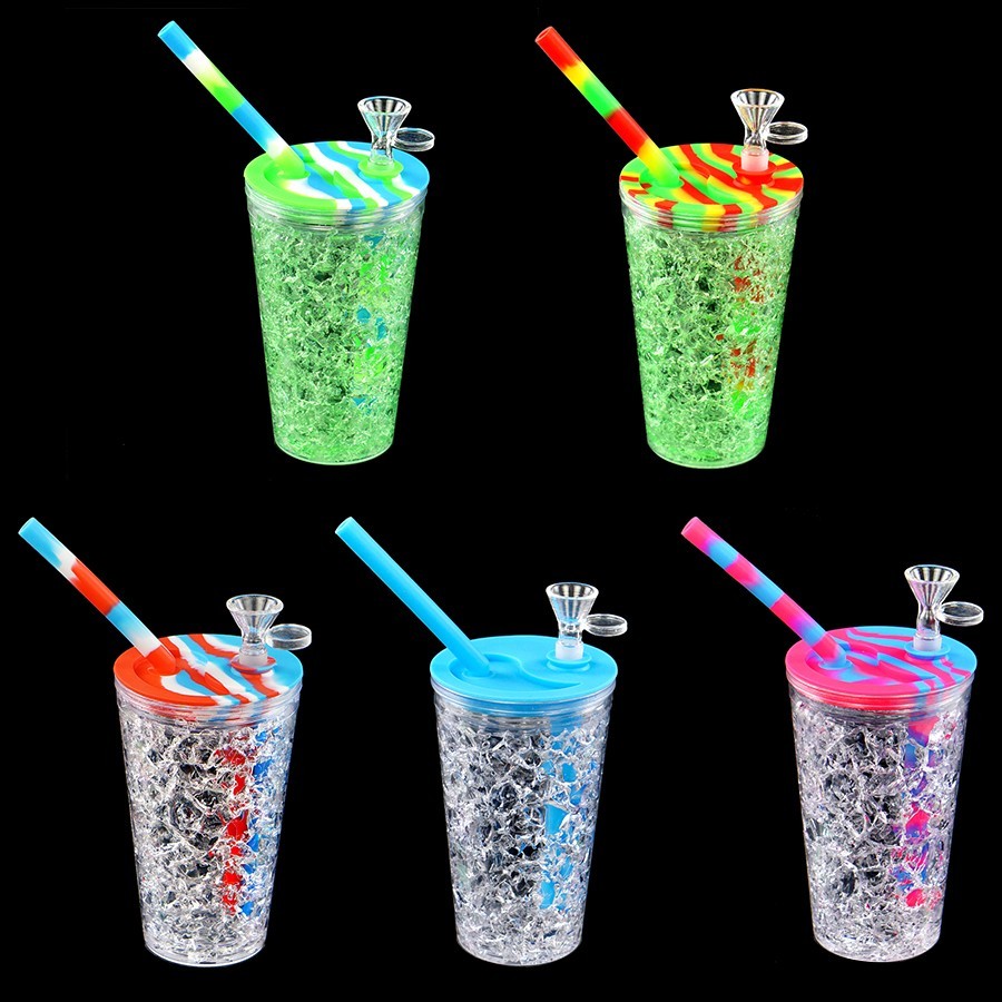 6.1 in Random Color Silicone & Plastic Hookah Smoking Bong Shisha Water Pipe-Cup