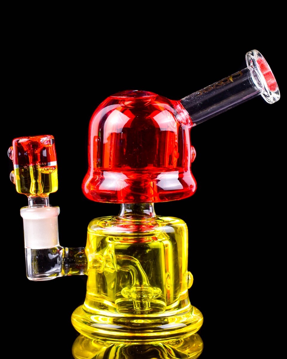Thick Double Chamber Glycerin Bong Freeze Pipe Glass Water Pipe Yellow Bong*USA*