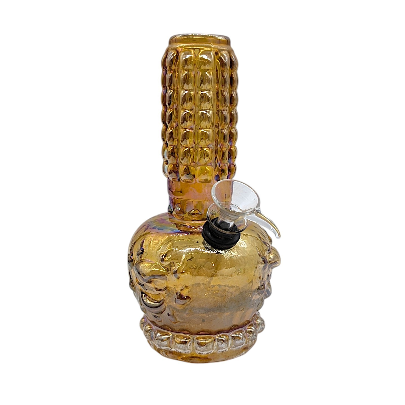 7&Prime; Soft Glass Water Pipe Mini Bong Skull Design Pull Stem Bowl