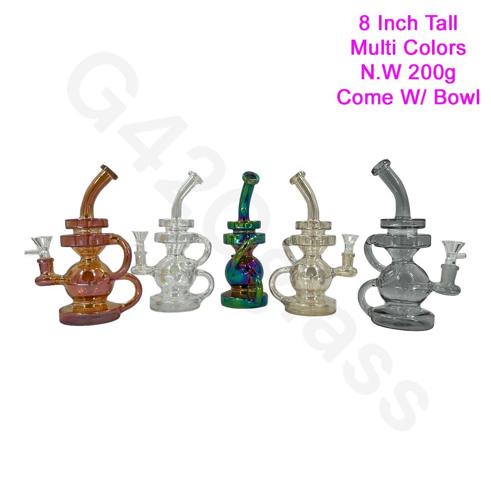 8 Inch Electroplate Recycler Ice Bong | Water Pipe
