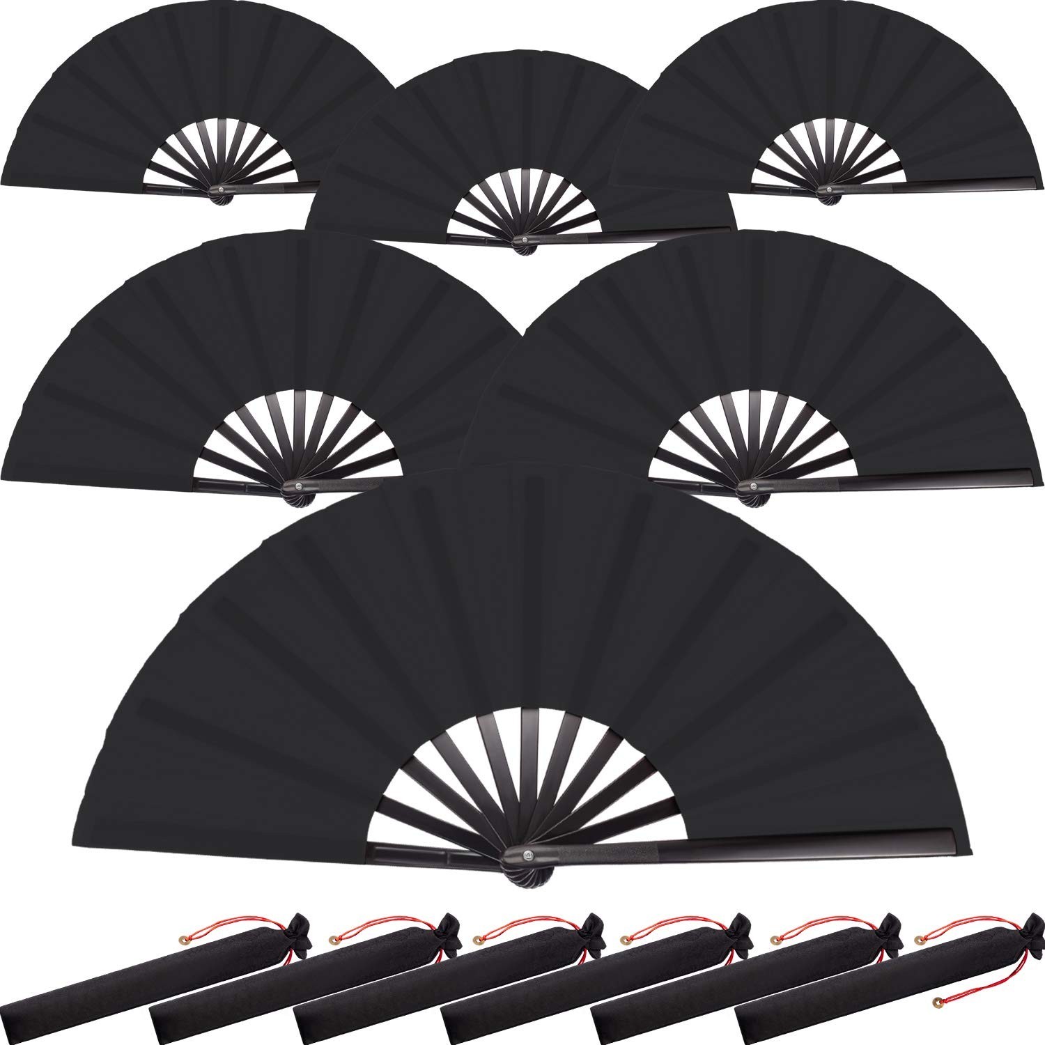 Maitys 6 Packs Large Clap Fans for Line Dancing Large Chinese Folding Hand Fa…