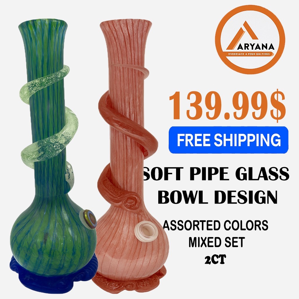 GLASS WATER BOWL DESIGN – 12&Prime; | ASSORTED COLORS | 2CT MIXED SET
